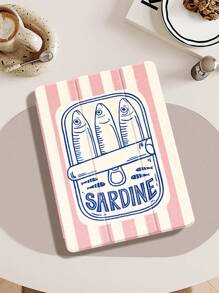 鱼罐头图案海洋元素平板电脑保护壳，适用于 iPad 9.7/10.2/10.5/10.9/12.9/Pro 11 第 10 代，适用于三星 Galaxy Tab S6 Lite 10.4 英寸，适用于 Kindle Paperwhite 第 12 代 2024，2022 年发布的 Kindle（第 11 代），软摔保护，智能站立/自动唤醒/睡眠