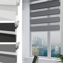 VA-Cerulean Double-Layered Roller Blinds With Clamp Fastening, No Drilling Required, Suitable For Windows And Doors. The Blinds Let In Light, Provide Privacy, And Sun Protection. Dimensions: 70 Cm Wide X 220 Cm High, Colors: Black/Gray/White - 灰色 - 查看 2