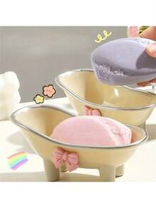 1 süße Badezimmer Seifenschale mit Schleifen Dekoration, Badezimmer Accessoires, Badezimmer Ablage für Seifenstück, Retro Stil mit Ablauf, platzsparende organisierte Badezimmer Ablage Design, elegante und neuartige Seifenhalterung für Zuhause und Hotel, funktional und charmante Badezimmer Deko, perfekt als Geschenk zu Lehrertag, Abschluss, Geburtstag, Halloween, Weihnachten