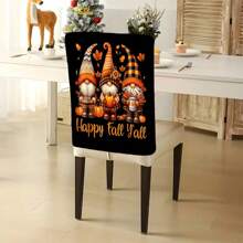 1pc/4pcs/6pcs/10pcs Autumn Series 3 Dwarfs & Pumpkin Pattern Plush Chair Cover, Removable Short Plush Material Chair Protector Slipcover, Suitable For All Seasons, Holiday Decor, For Dining Room, Living Room, Office, Hotel & Home