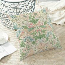 1pc 18x18 Inch Spring Chinoiserie Pillow Covers - Vintage Green Floral & Bird Design, Farmhouse Style Strawberry Accents, Polyester Fabric, Machine Washable, For Couch Or Sofa Decor, (No Insert), Decorative Pillows - phong cách1 - Xem 3