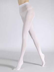 Simple Plain Tights, Cozy - White - View 10