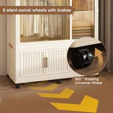 Portable Wardrobe Closet Storage Organizer For Clothes,Clothes Dresser,9 Magnetic Doors-9 Cubes & 2 Hanging Rod,6 Pcs Hangers , Baby Wardrobe Storage Cabinet, Cream White - 36.22"*17.72"*77.17" - 查看 4