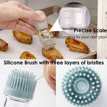 2x Oil Dispenser With Brush 180 Ml, 2-In-1 Glass Oil Storage Bottle With Silicone Brush Dispenser, Olive Oil Dispenser Bottle, Squeeze Dropper For BBQ, Baking & Cooking - Brown - View 6