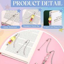 8pcs Beaded Bookmarks, Decorative Handmade Beaded Bookmark Pendant Hanging Rope DIY Craft For Office, Home, Book Lovers, Students, Teachers