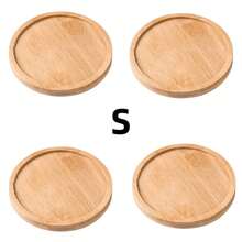 Bandeja de agua de base rectangular de paleta de madera, soporte de lavabo, chasis pequeño redondo, almohadilla de lavabo impermeable, bandeja de bambú - S 4 piezas - Ver 12