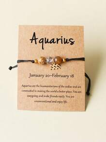 Zodiac Bracelet Women Men Crystal Stone Beaded Bangles Handmade Weave Braid Gift Ideas Aries Taurus Gemini Cancer Leo Virgo Libra Scorpio Sagittarius Capricorn Aquarius Pisces For Brother Sister