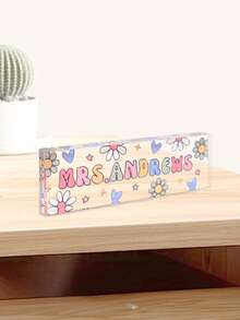 1pc Customized Teacher Name Plate, Back To School Teacher Gift, Personalized Acrylic Desktop Name Plate, Teacher's Day Gift ,Travel Organizer - Multicolor - View 5