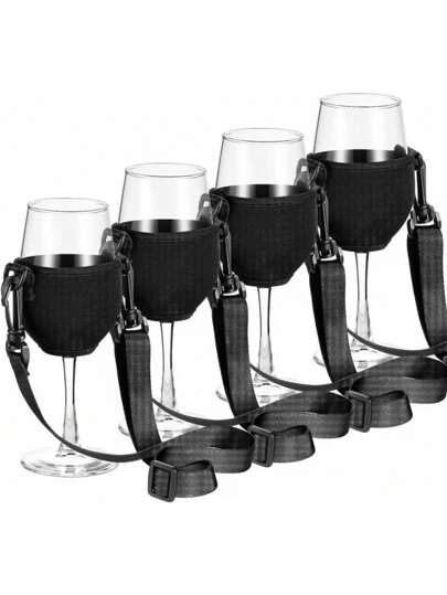 Portable Wine Glass Rack: This Durable Plastic, Portable, Lanyard Wine Glass Rack, A Large, Adjustable Portable Wine Glass Rack, And A Neoprene Fabric Wine Glass Rack Offer A Hands-Free Experience. It Features An Integrated Adjustable Highball Holder, A Neck-Mounted Wine Glass Rack, And A Protective Wine Glass Holder. It Comes With An Adjustable Shoulder Strap And Is Perfect For Parties, Outdoor Gatherings, Picnics, And Barbecues.