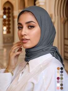 1 pieza Diadema versátil de unicolor para mujer, pañuelo para la cabeza simple, pañuelo musulmán transpirable para protección solar, hiyab de viscosa ligero adecuado para turbante diario