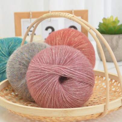 6 件/包，总重 150 克金属闪光马海毛纱线，手工 DIY 材料，用于编织秋冬季温暖时尚的毛衣、围巾、帽子、手套