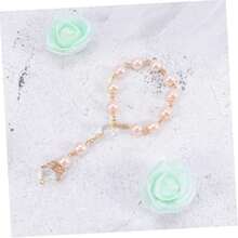 Cute & Classic Style, Pink Rosary Beads Match Wing Shape Pendant Chain, Fashion Accessory For Daily Wear & Party, Idea Gift For Ladies