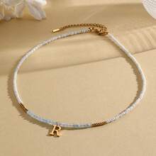 Magic Fish 1 件树脂仿珍珠简约 26 个字母吊坠项链，可定制情侣、朋友、同学的名字