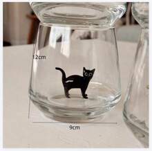 Joivida Cat Statue Glass Cup, Handmade Glass Ware, Glass Cup And Drinking Glass, Glass Mug, Gift, Pets, Glass Cup