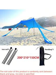 Outdoor Camping Tent, Automatic Portable Folding Tent, Easy To Build, Carry Convenience, With Storage Bag, Single Person Camping Tent Beach Hut, Foldable Beach Tent With 4 Bags Of Sand, Sand Shovel, Ground Nail And Stabilizer Bar, Additional Wind Rope, Easy To Set Up Beach Tent, UPF50+Protection, Suitable For Fishing, Family Travel,