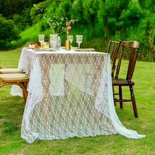 1 pieza Mantel de encaje de estilo vintage americano country, unicolor, adecuado para bodas, fiestas, estilo nórdico - Multicolor - Ver 2
