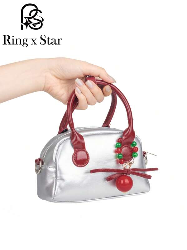 Rixi PU Leather Wedding Handbag Exquisite Portable One-Shoulder Retro Fashion Silver Crossbody Bag Ladies Bag Design Fashion Crossbody Bag Ladies Casual Versatile Small Handbag