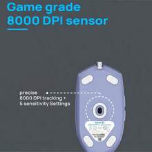 G102 Wired Gaming Mouse, 85g Lightweight Design With RGB Streamer Lighting, 8000DPI Fast Tracking, Classic Matte Grip, Designed For Small And Medium Hands, Available In Purple - Purple - View 8