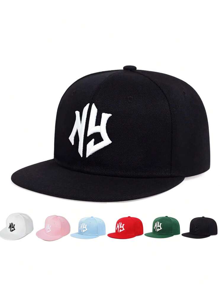 1pc Embroidered LA Flat Brim Baseball Cap, Adjustable Outdoor Sunscreen Casual Hat For Spring Autumn Travel Beach Holiday Men, Y2K Style - Baseball Cap - View 17