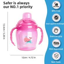 89ml Tazza di transizione con manici, adatta per bambini da 6-12 mesi e 1-3 anni, unisex, tazza per succhi, motivo a cartoni animati, multicolore - Multicolore - Visualizzare 2