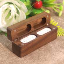 1pc Customized Wooden Ring Box, Oblong Dual Ring Box, Magnetic Jewelry Box With Personalized Engraving, Dual Slots, Wedding Ring Exchange Box, Jewelry Storage Box, Engagement Ring Box, Vintage & Rustic Wedding Ring Holder, Waterproof, Ideal For Wedding Anniversary, Gift For Wife/Husband, Father/Mother, Couples, Bride, Wedding