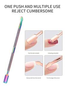 5pcs/2pcs/1pc Professional Salon Quality Metal Double-Sided Cuticle Pusher And Nipper, Stainless Steel Gel Nail Polish Remover, Durable Professional Manicure Pedicure Cleaning Tool For Nails And Toenails, Salon Use - Multicolor - View 2