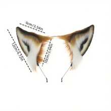 1pc Faux Furry Fox Ear Headband, Realistic Fluffy Fox Ear Headpiece, Cute Furry Fox Ear Animal Hair Accessory, Suitable For Halloween Cosplay Party, Carnival, Christmas Gift - Multicolor - View 7