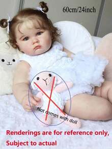 Reborn Fat Big Realistic 60cm 24inch Doll With Hand-Painted 3D Skin And Vascular Vein (Vinyl Limb, Cloth Body) Newborn Bebe Art Toy Birthday Gift (Some Parts Random) - Blanco - Ver 2