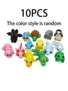 Juego de 10 piezas de juguetes en miniatura de animales impresos en 3D - Adecuado para el Nacimiento de Navidad, recuerdos de fiesta y relleno de calcetines [Color y estilo aleatorio]