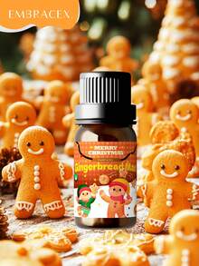 EMBRACEX. 10ml Aceites esenciales de aroma a pan de jengibre con forma de hombre de jengibre para Navidad. Pueden usarse para hacer velas navideñas, ambientadores de hogar, decoración navideña y regalos navideños. Ayudan a eliminar olores y aumentar el aroma navideño, creando un ambiente relajante. También pueden usarse como ambientadores de coche de aromaterapia con fragancia duradera.