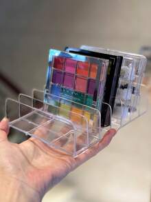 化妆粉饼盒眼影盘腮红收纳整理器透明化妆品展示架、珠宝盒、小袋、化妆刷架、刷架、香水收纳盒、小袋 - 彩色 - 查看 7