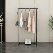 1pc Space-Saving Metal Clothes Hanger, Suitable For Young People's Bedroom, Dorm And Living Room - Multi-Functional Hanger, Freestanding Design, Can Hang Multiple Clothes, Bedroom Storage Solution Freestanding Hanger With Metal Structure - Black - View 3