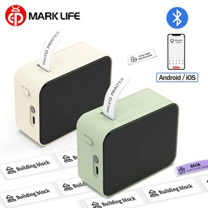  Marklife P15 迷你便携式热敏打印机，无线蓝牙口袋打印机，适用于家庭和办公室，可制作标签、贴纸和吊牌，带 USB 接口