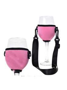 Portable Wine Glass Holder: This Durable Plastic Portable Wine Glass Holder With Adjustable Wine Glass Rack And Neoprene Wine Glass Sleeve Frees Up Your Hands To Fully Enjoy Your Drinking Experience. It Includes An Adjustable Stemware Rack, A Neck-Hanging Wine Glass Holder, And A Wine Glass Protector Sleeve. Additionally, It Comes With An Adjustable Strap, Making It An Ideal Choice For Parties, Outdoor Gatherings, Picnics, And Barbecues. - Multicolor - View 9