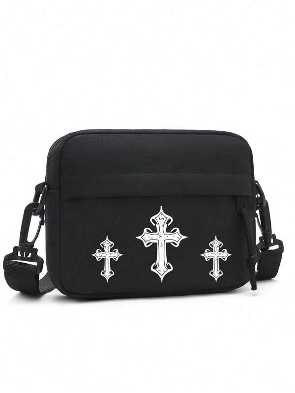 Oblique Shoulder Bag, Casual Mini Nylon Crossbody Bag, Lightweight And Water-Resistant, Suitable For Daily Wear, Cycling, Christian Gifts, Cross And Jesus Themed, Sports And Fitness