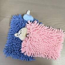 1PC Super Cute Hand Towel | Pink And Blue Dual-Color + Cartoon Character, Strong Water Absorption Without Lint, Hang In The Kitchen/Bathroom, Convenient For Hand Wiping And Also Serves As A Cute Small Decoration, Enhancing The Micro And Tangible Happiness In Life - Pink - View 2