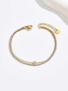 1pc/Pack Rhinestone Decorated Women Layered Thin Chain Bracelet, Fashion Versatile Jewelry Suitable For Various Occasions, Silver & Gold Color - Stacking - View 4