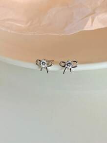 GAGAFEEL 1 对甜美可爱、时尚的 S925 银蝴蝶结耳环，适合女性日常佩戴，可作为送给朋友的礼物 - 銀色 - 查看 5