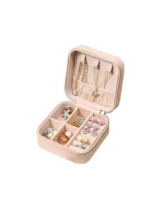 1pc Zipper Jewelry Storage Box, Jewelry Organizer, Portable Travel Jewelry Box, Waterproof And Dustproof Jewelry Box, Suitable For Rings, Necklaces, Earrings, Bracelets.