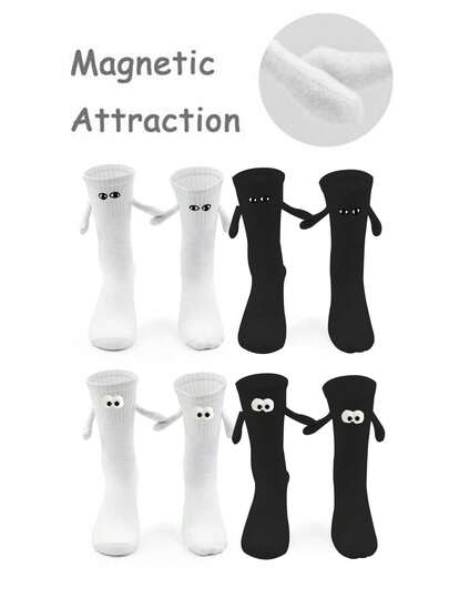 1/2 par de calcetines magnéticos para parejas, calcetines de media caña lindos que se pegan automáticamente, para primavera/otoño