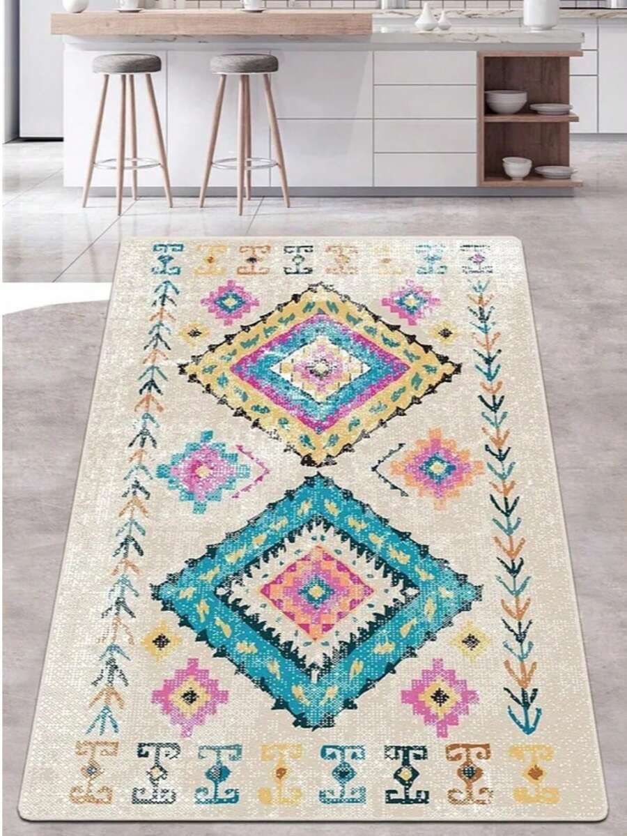 Alfombra de cocina lavable con respaldo antideslizante | Suave, duradera y apta para máquina | Disponible en tamaños: 80x150, 80x200, 100x160, 100x200, 120x180, 140x190 cm - Hecho en Turquía - Amarillo - Ver 1