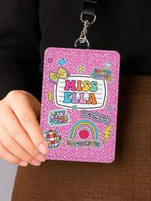 1 pieza Portaidentificación de cuero personalizado para maestros, regalo para maestros, regalo de aprecio a maestros, regalo de regreso a clases, portaidentificación personalizado con tema de útiles escolares, regalo de útiles escolares para maestros, impresión gráfica, suministros de regalo de Navidad, regalo de la semana de aprecio a maestros - Multicolor - Ver 14