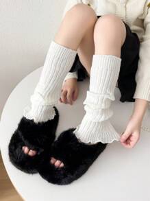 1 Pair Y2K Style Girls Leg Warmers, Warm & Breathable Ankle Leg Warmers For Children, Autumn/Winter - Multicolor - View 3