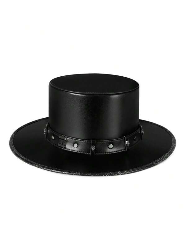 Nuevo sombrero de mago PU, sombrero de fiesta estilo retro punk de caballero