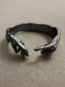 1 件铜制独特简约上帝之手亚当生命戒指女士时尚派对珠宝礼物开口可调节