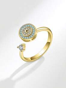 1 件旋转邪眼可调节戒指，欧美创意抗焦虑锆石戒指