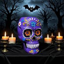 Portamatite a forma di teschio messicano di zucchero - Decorazioni per il Giorno dei Morti e Ognissanti, portamatite dipinto dall'artista, decorazioni per l'altare, organizer da scrivania creativo, regali per artisti e amanti della cultura