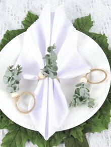 Handmade Green Leaves Napkin Rings 1/4/6/12piece Set, Foliage Napkin Rings Buckles,Beach Napkin Holders,Napkin Rings Bulk For Party Decoration,Dinning Table,Family Gatherings Wedding - Green - View 3