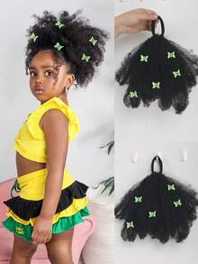 1 pieza Suave y lindo Coletero de 8 pulgadas para niños, banda elástica para el cabello con giro, tamaño mini, esponjoso y elástico, adecuado para niñas bebé - Negro - Ver 15