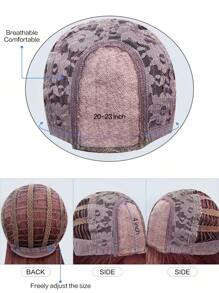 SHUDUO 额头形状蕾丝 4*1，额头蕾丝长直假发，中心分裂红色假发，半编织日常自然，时尚逼真假发（不含配件）